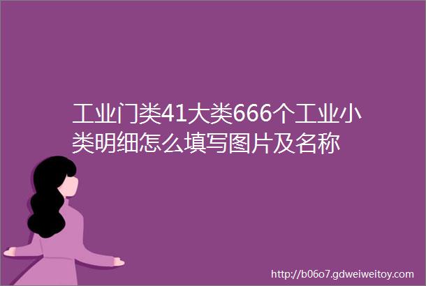 工业门类41大类666个工业小类明细怎么填写图片及名称