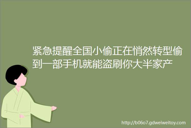 紧急提醒全国小偷正在悄然转型偷到一部手机就能盗刷你大半家产