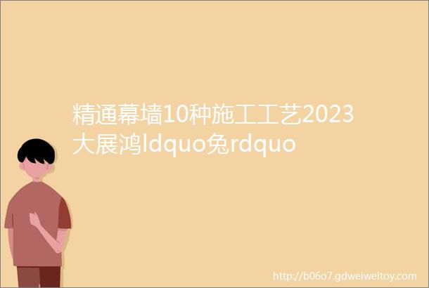 精通幕墙10种施工工艺2023大展鸿ldquo兔rdquo